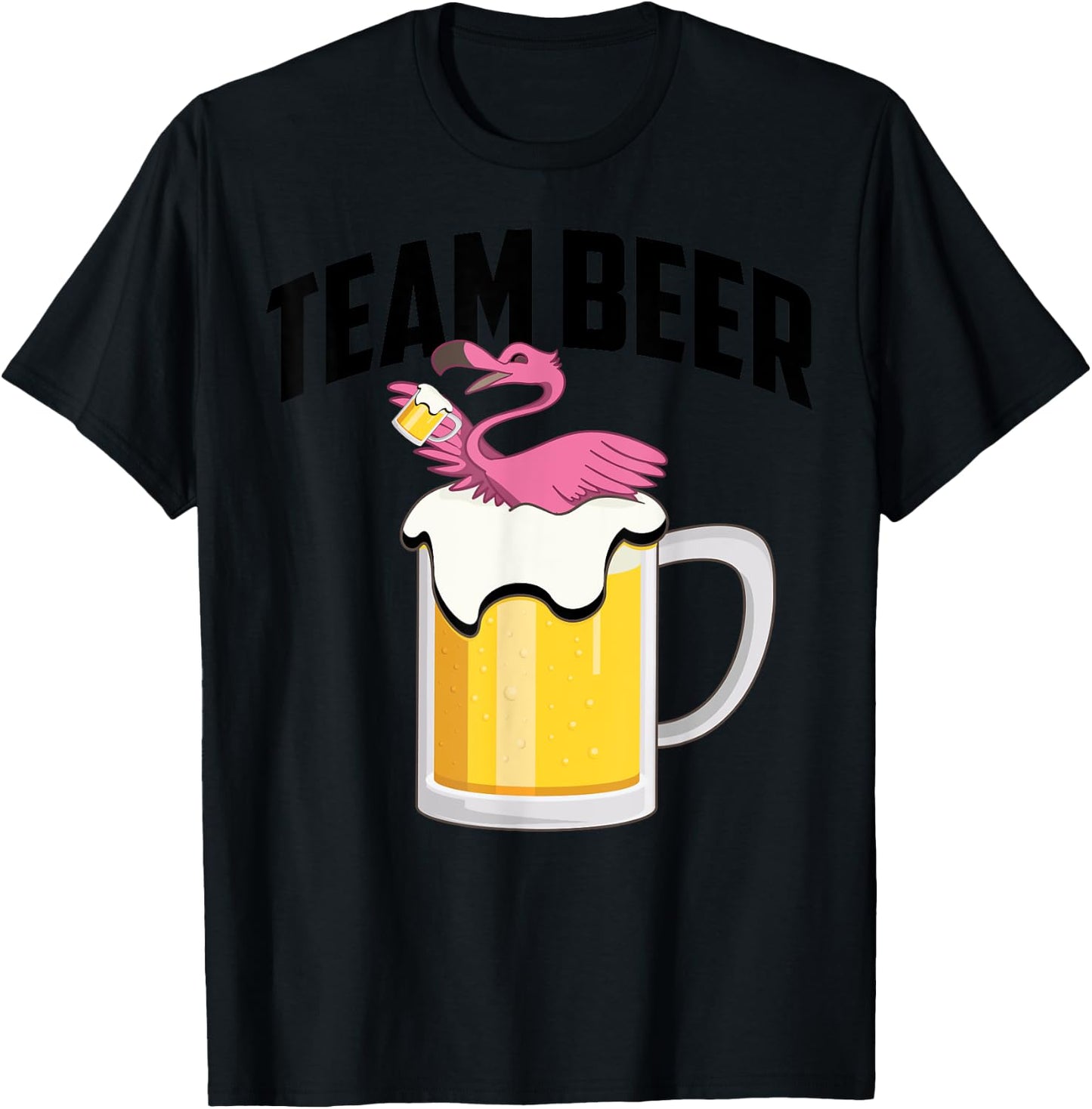 Cool Team Beer Funny Flamingo Bird Alcohol Drinker Fan Gift T-Shirt - T-Shirt | Black