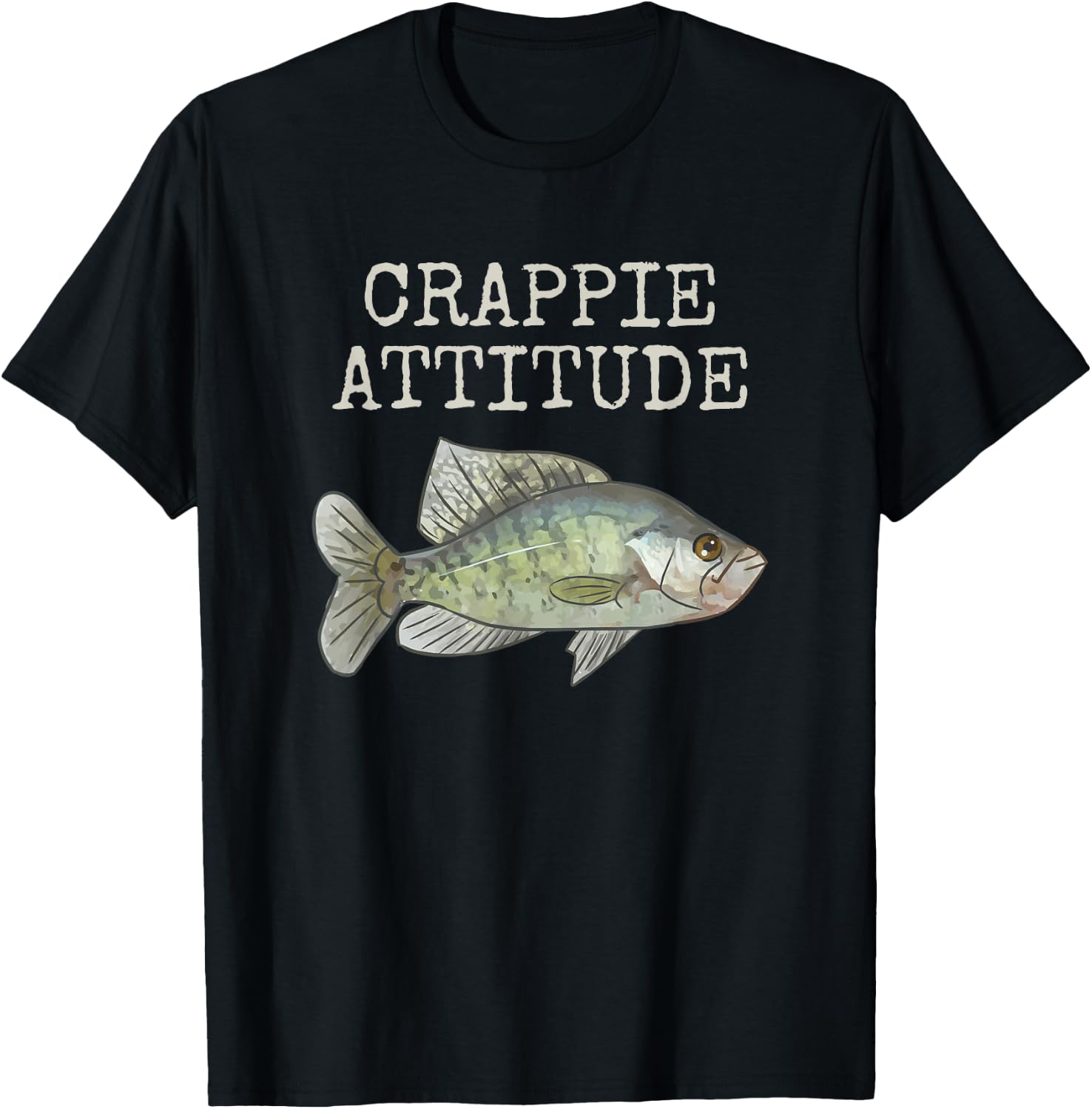 Crappie Attitude | Crappie Fishing | White Crappie T-Shirt - T-Shirt | Black