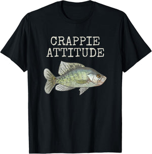 Crappie Attitude | Crappie Fishing | White Crappie T-Shirt - T-Shirt | Black
