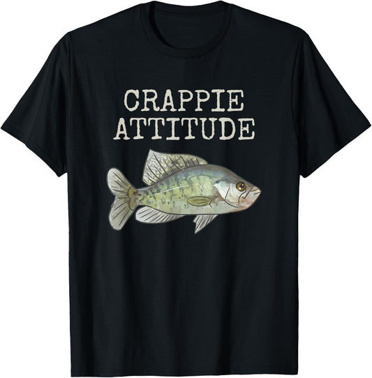 Crappie Attitude | Crappie Fishing | White Crappie T-Shirt - T-Shirt | Black