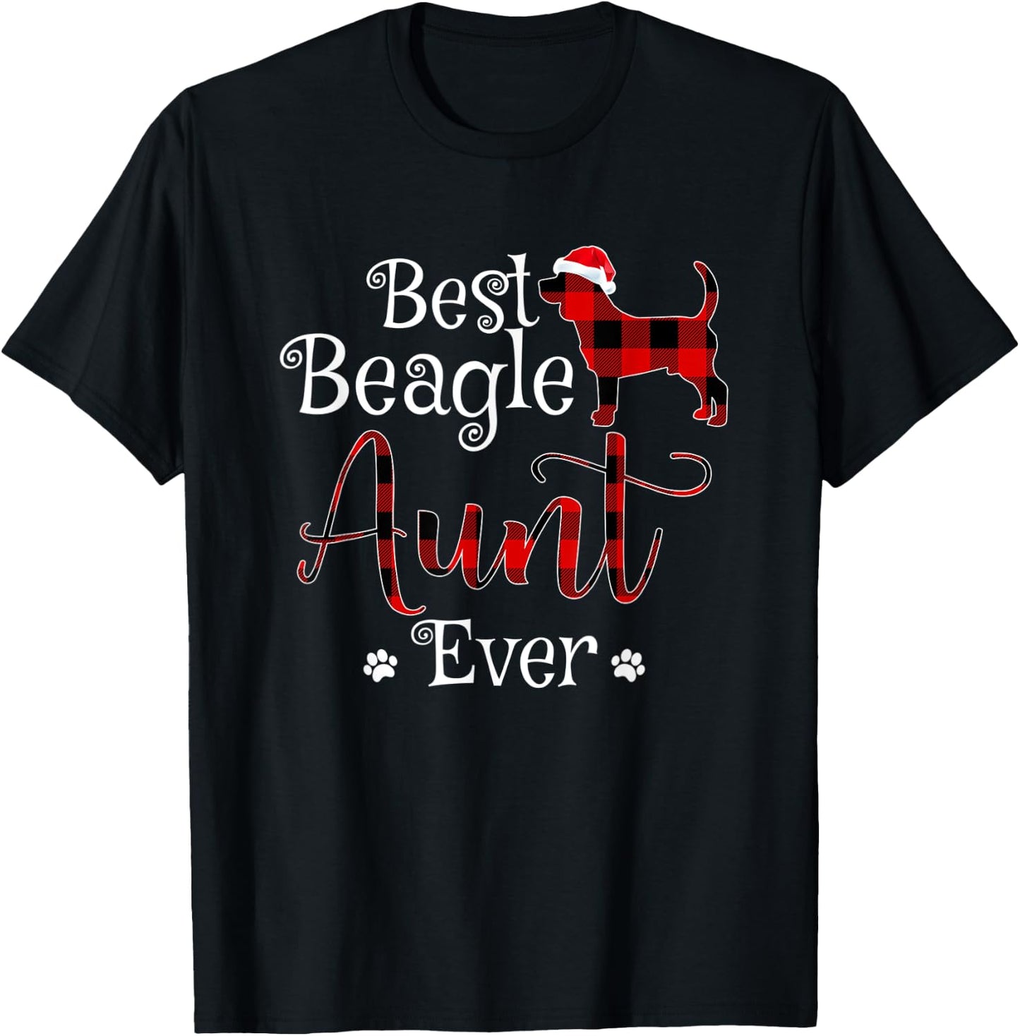 Best Beagle Aunt Ever plaid Christmas Gift T-Shirt - T-Shirt | Black