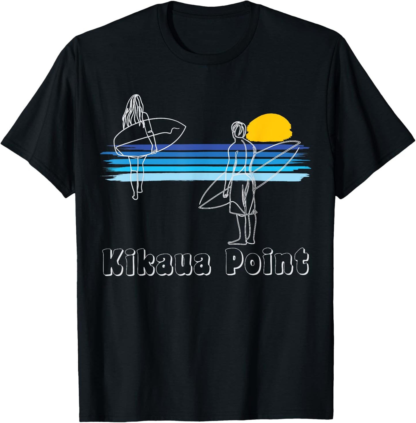 Kikaua Point Surfing Beach Surf Guy Girl T-Shirt - T-Shirt | Black