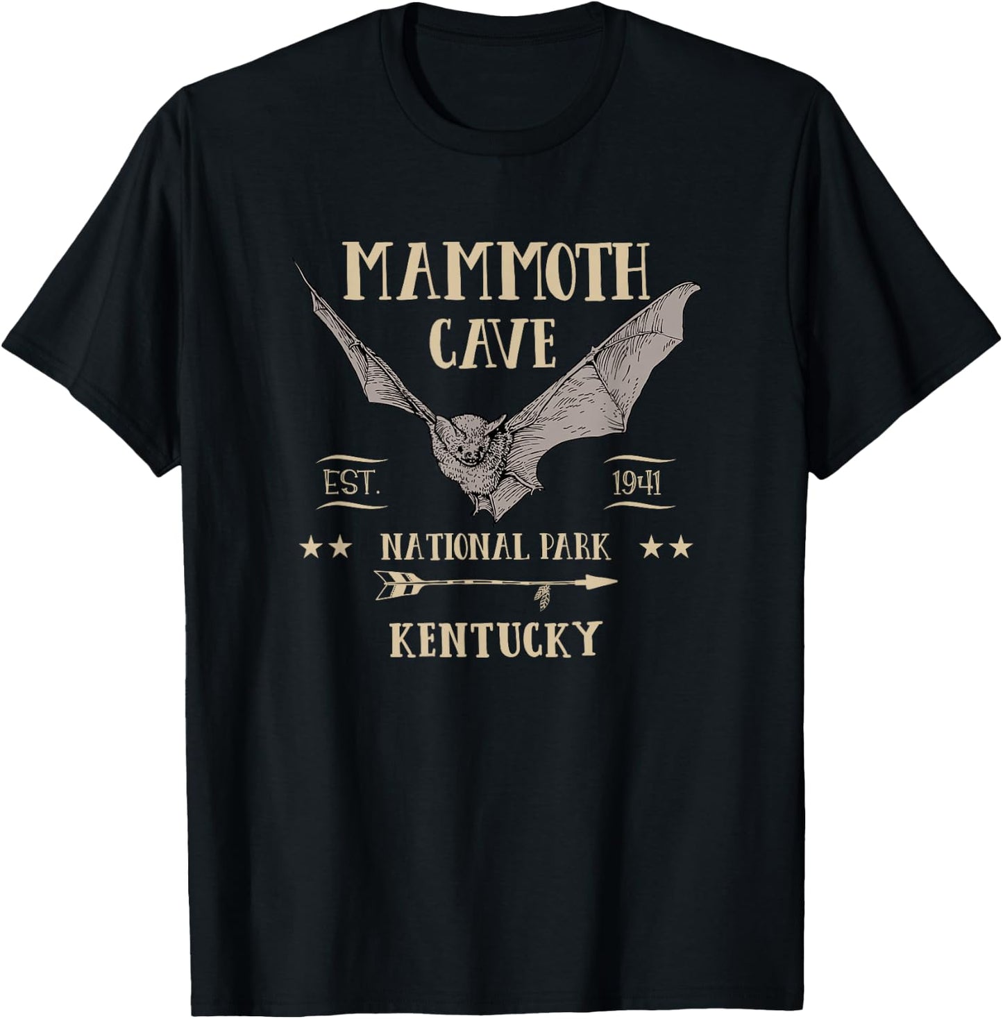 MAMMOTH CAVE NATIONAL PARK Bat Kentucky tourist souvenir T-Shirt - T-Shirt | Black