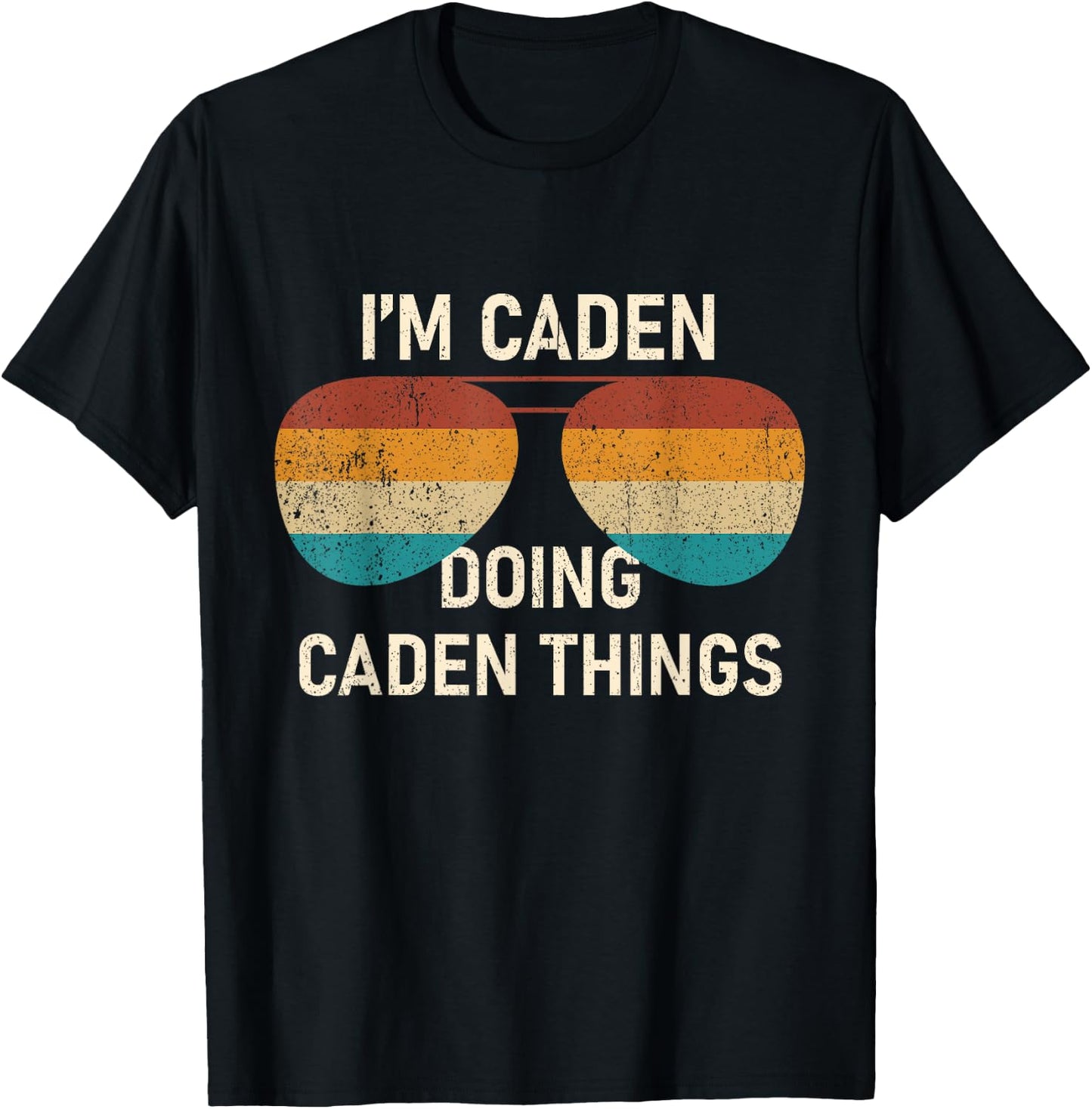 I'm Caden Doing Caden Things Retro Sunglass Personalized T-Shirt - T-Shirt | Black