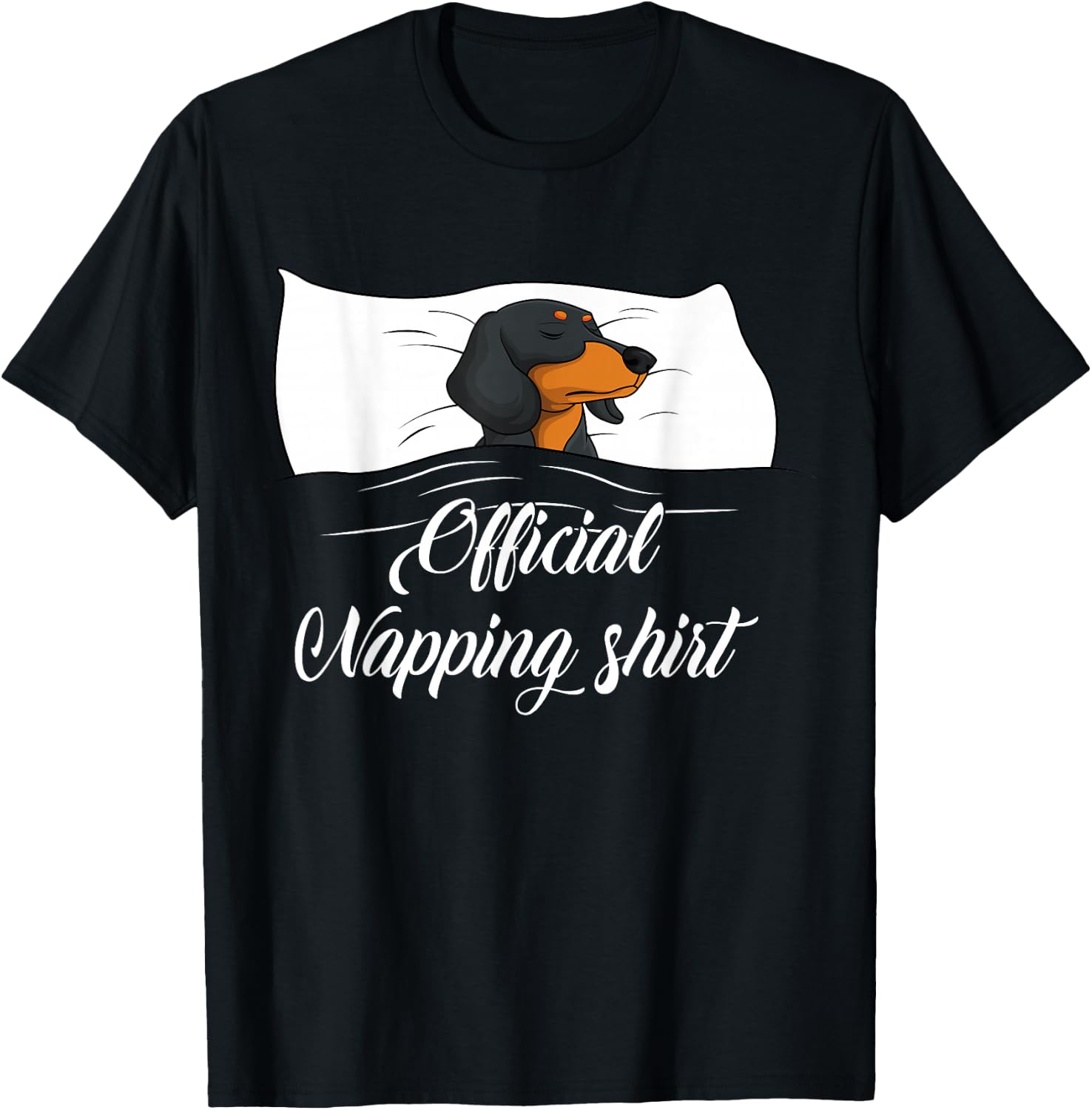 Sleeping Dachshund Pyjamas Dog Lover Gift Official Napping T-Shirt - T-Shirt | Black
