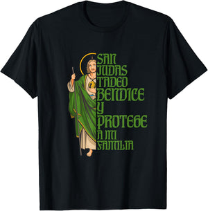 Saint Jude Thaddeus. Bless and protect my family T-Shirt - T-Shirt | Black