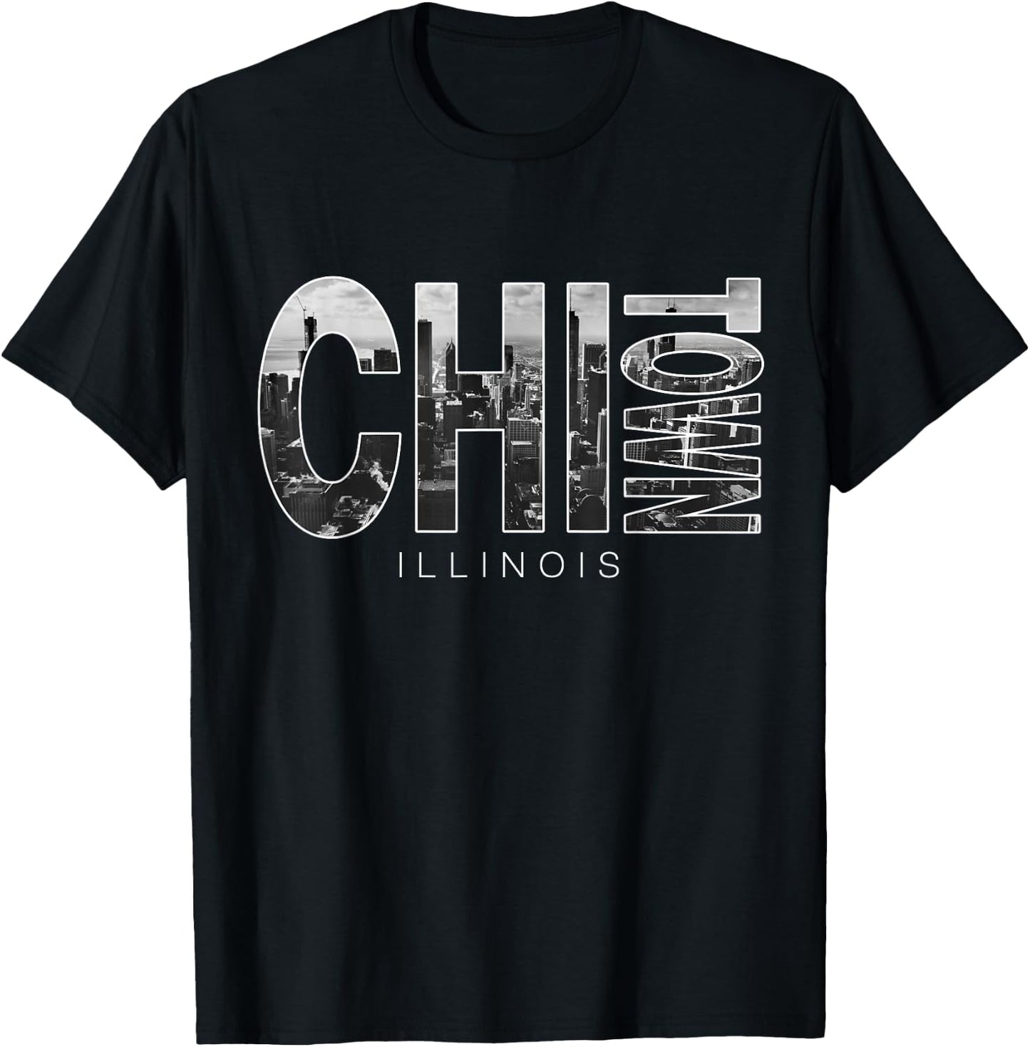 Illinois Chicago Skyline Chi Town T-Shirt - T-Shirt | Black