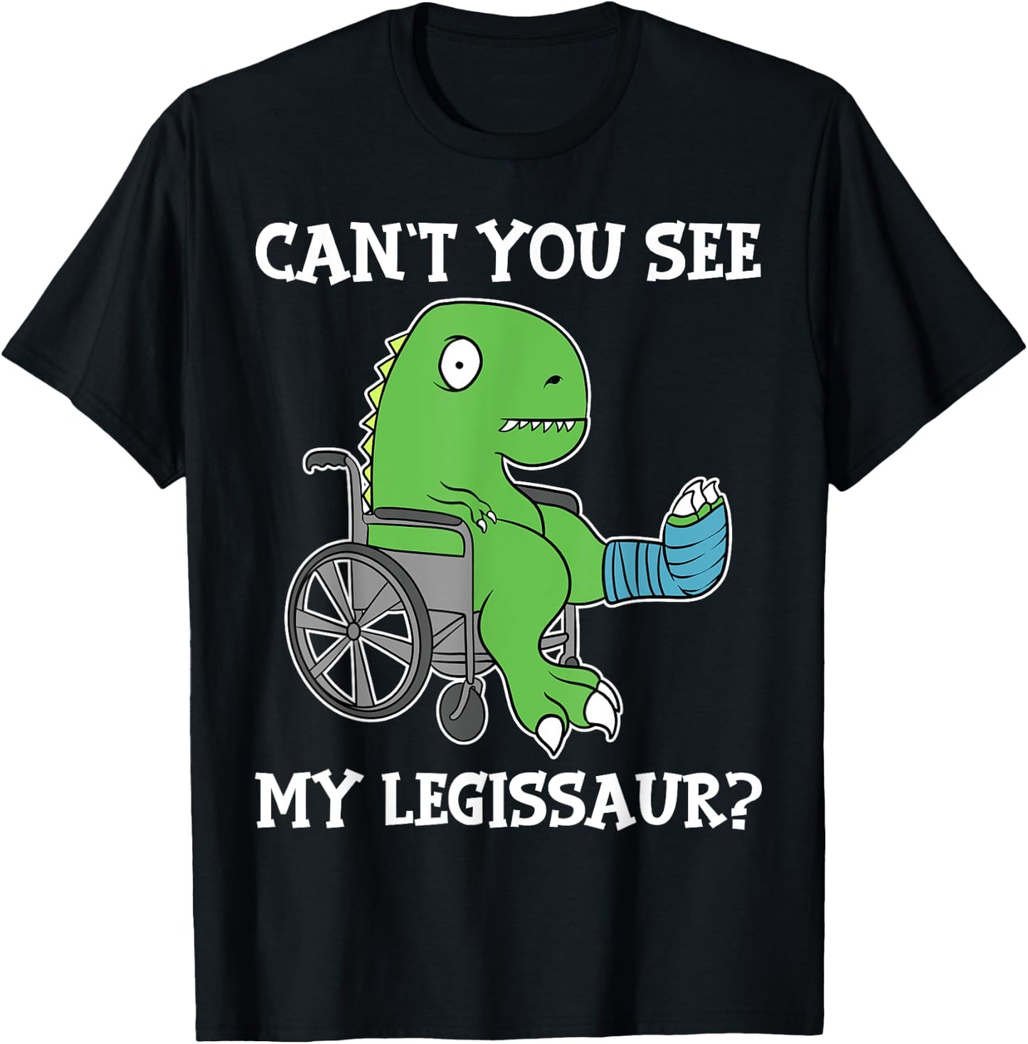 Dino Funny Get Well Broken Leg Gift Dinosaur with a Cast Small T-Shirt - T-Shirt | Black