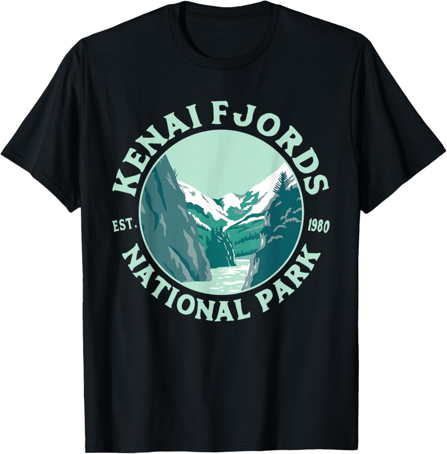 Vintage Kenai Fjords National Park AK Alaska Hiking Camping T-Shirt - T-Shirt | Black