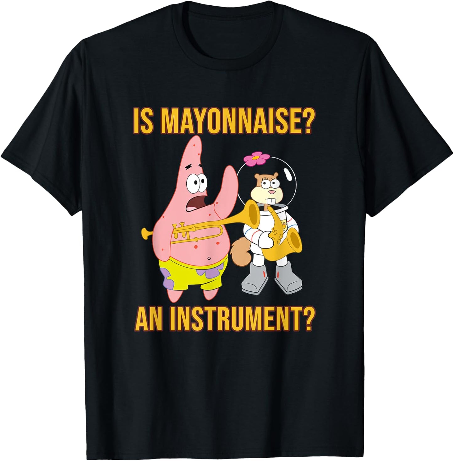 Mademark x SpongeBob SquarePants - Patrick & Sandy - Is Mayonnaise an Instrument? T-Shirt - T-Shirt | Black