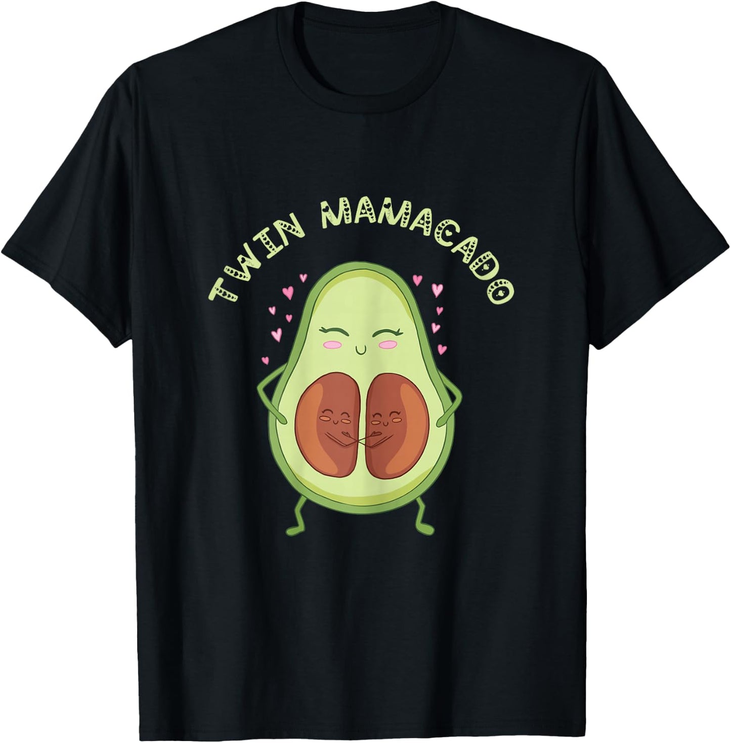 Twin Mamacado Cute Avocado Mama Fruit Pregnancy Pregnant Mom T-Shirt - T-Shirt | Black