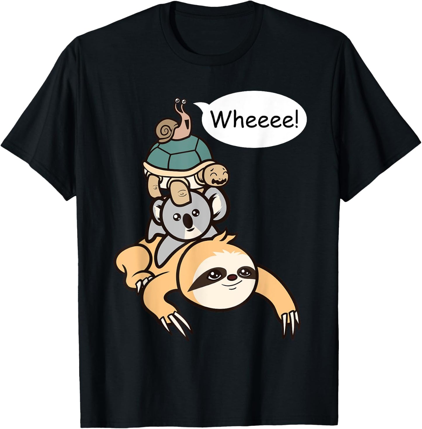 Funny Slow Moving Sloth Turtle Koala Snail Family Race T-Shirt - T-Shirt | Black