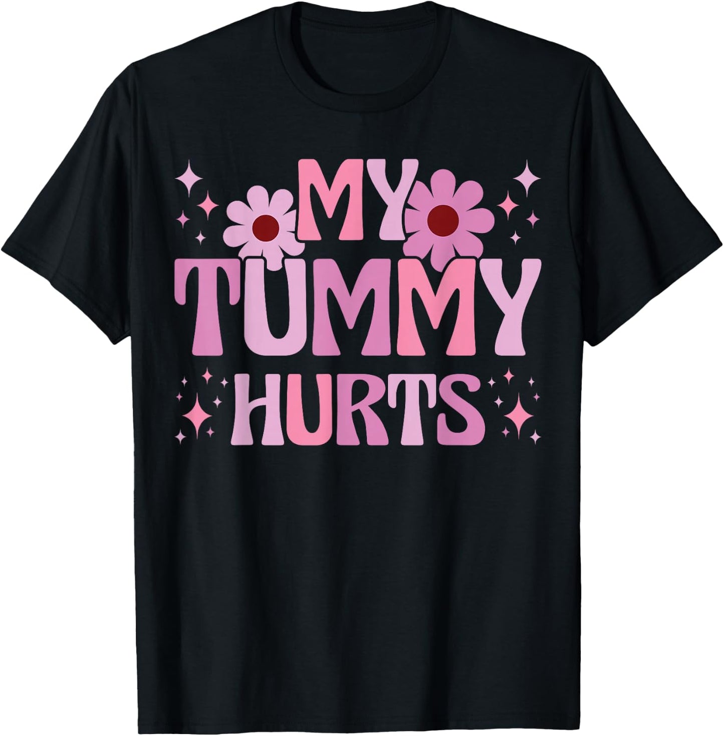 Stomach Ache IBS Pain Tummy Ache . Retro Groovy Tummy Ache Survivor My Tummy Hurts - -Adults - Black - Small - Short Sleeve - Modern T-Shirt - T-Shirt | Black