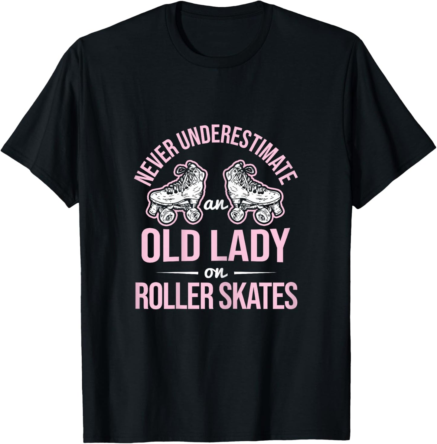 Old Lady On Roller Derby Roller Skating Roller Skate T-Shirt - T-Shirt | Black