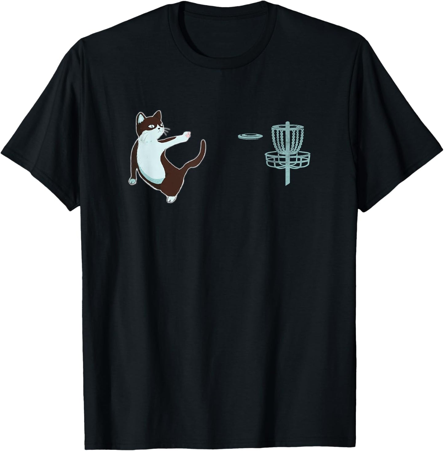 Disc Golf Cat Women Kids T-Shirt - T-Shirt | Black