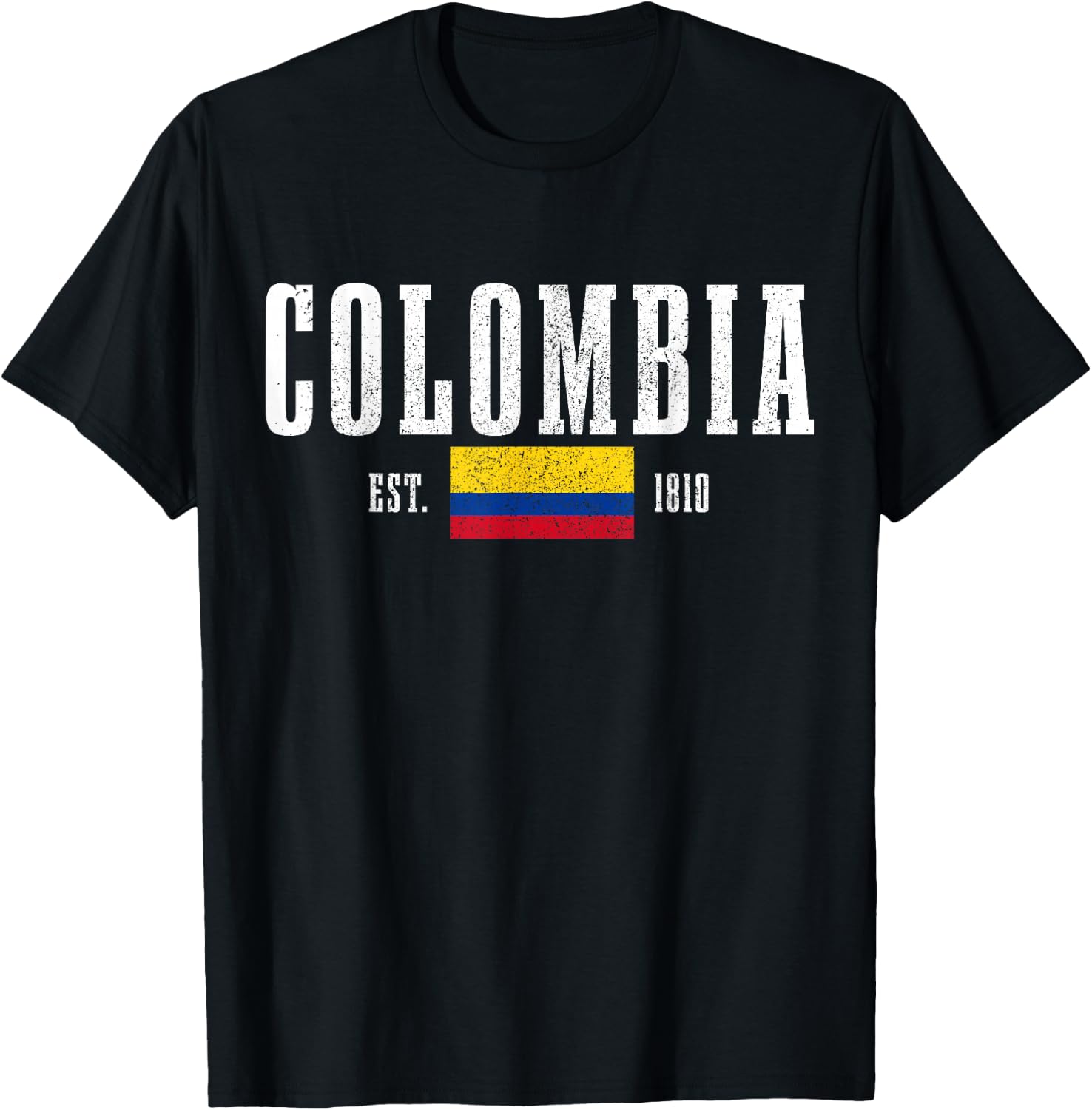 Colombia Est. 1810 Colombian Flag Vintage Colombia T-Shirt - T-Shirt | Black