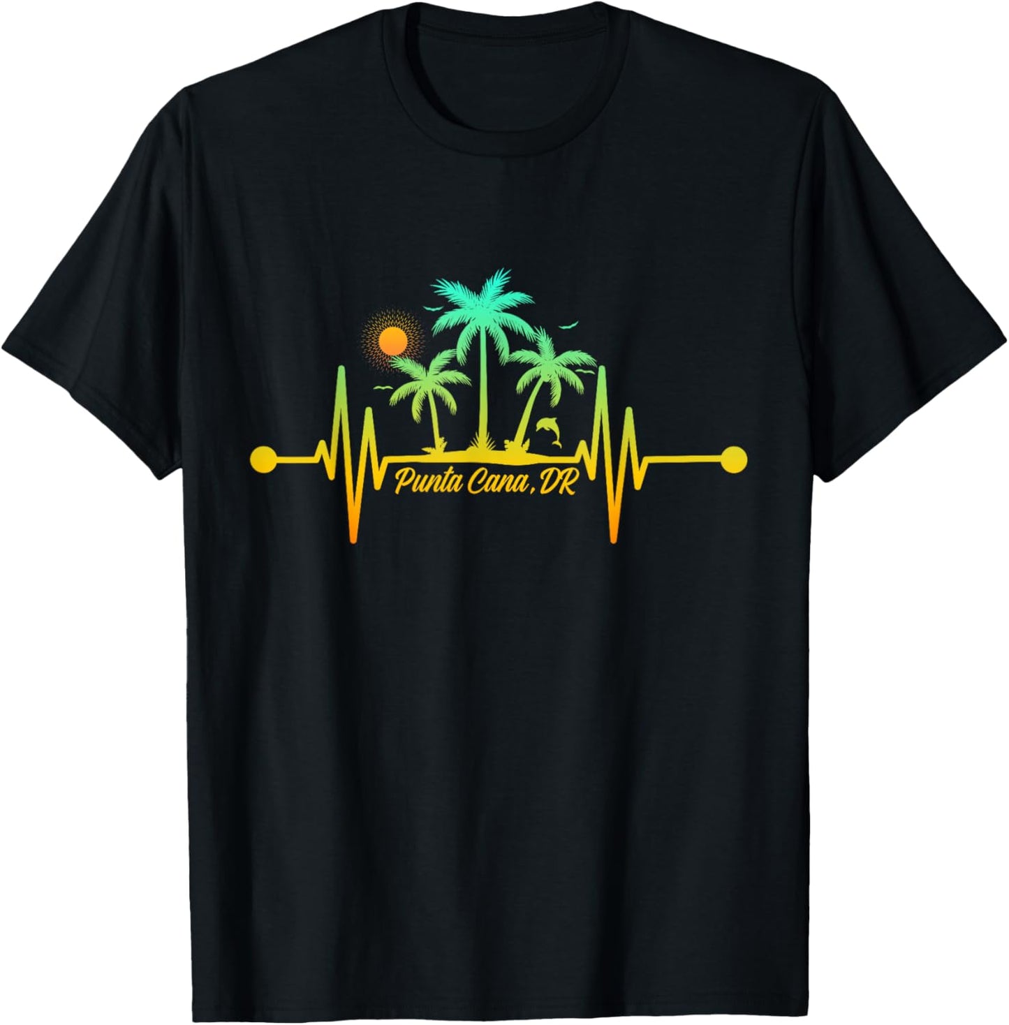 Punta Cana Heartbeat Shirt Dominican Republic Vacation Trip T-Shirt - T-Shirt | Black