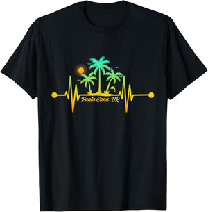 Punta Cana Heartbeat Shirt Dominican Republic Vacation Trip T-Shirt - T-Shirt | Black
