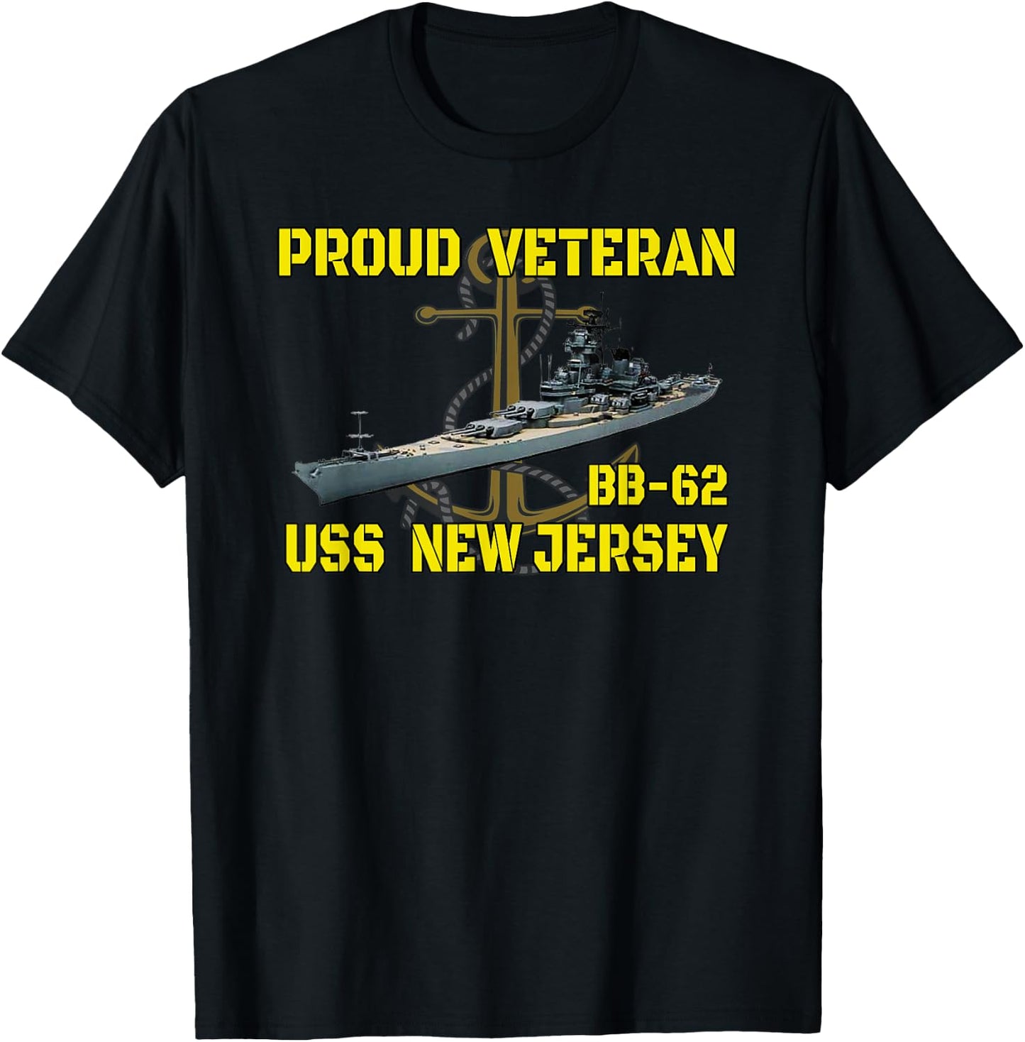 USS New Jersey BB-62 Battleship Veterans Day Father Grandpa T-Shirt - T-Shirt | Black