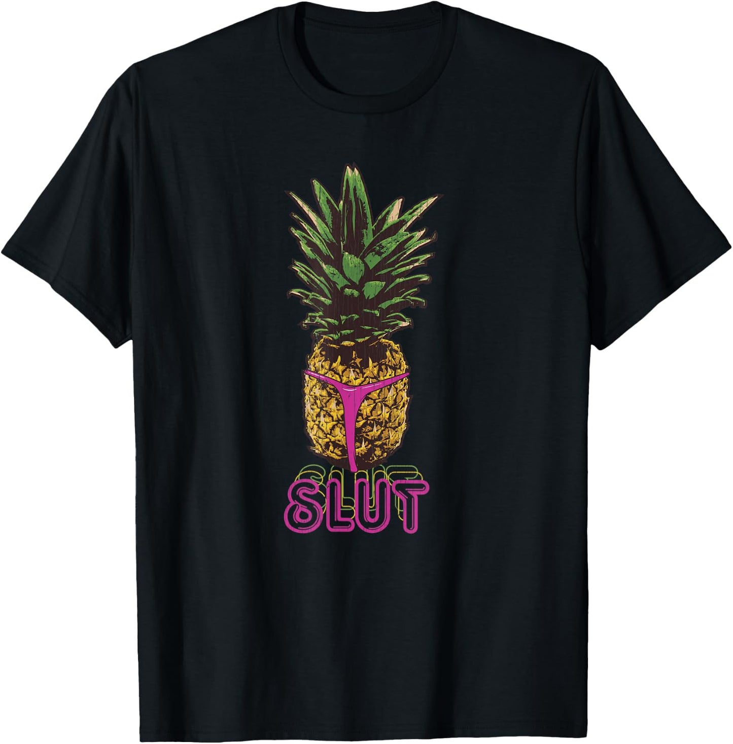 Vintage Tropical Pineapple Slut T-Shirt - T-Shirt | Black