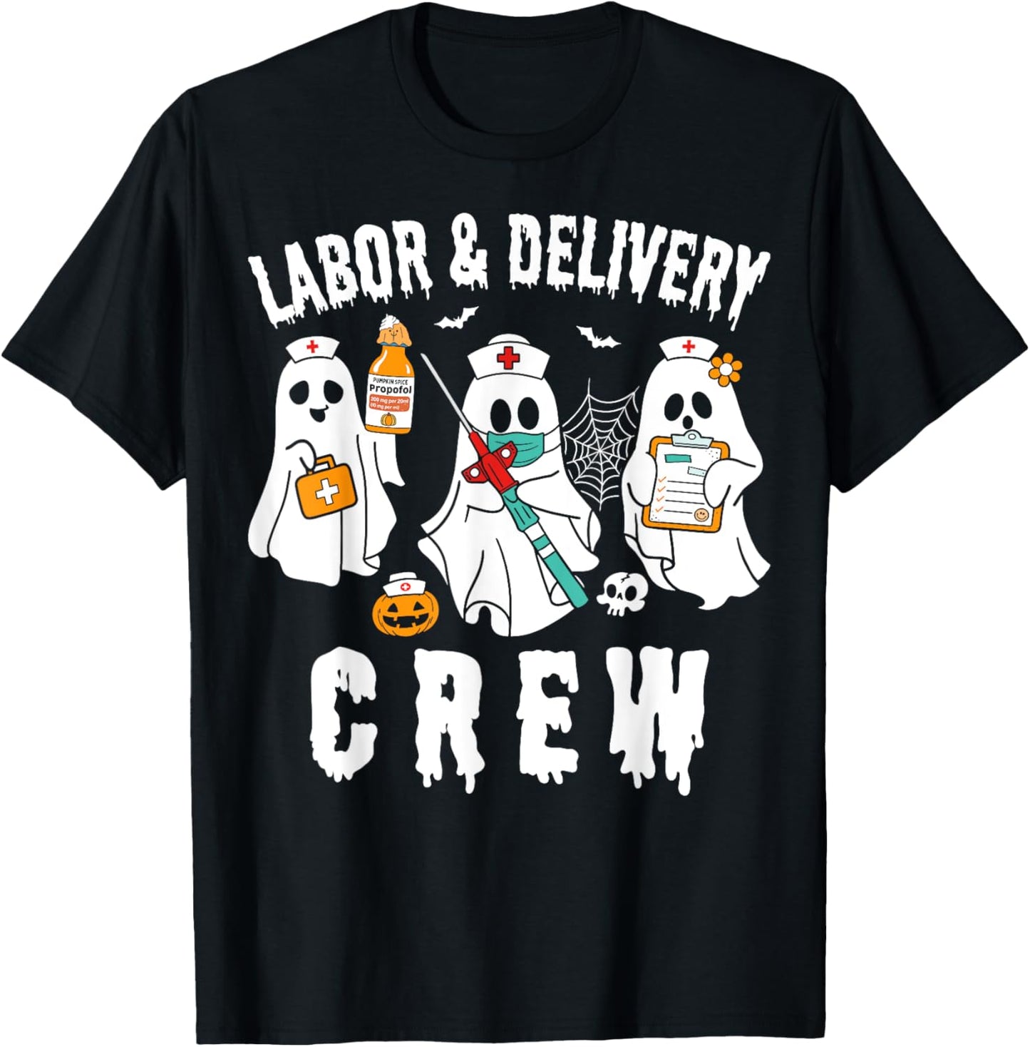 Labor & Delivery Boo Crew Funny Halloween Costume L&d Nurse T-Shirt - T-Shirt | Black