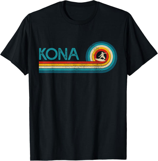 Kona Hawaii Vintage Surfer Souvenir Surf T-Shirt - T-Shirt | Black