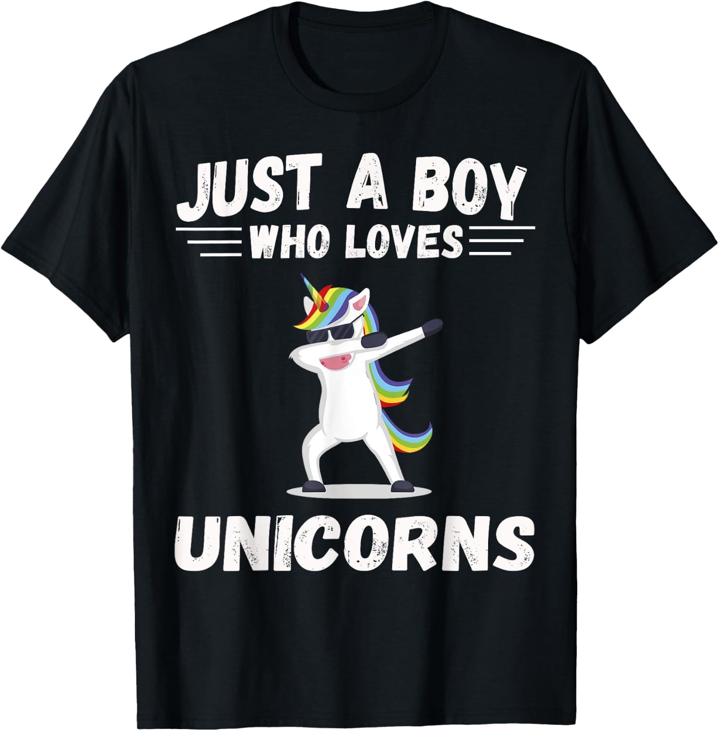 Cute Just a Boy who loves Unicorns Unicorn Gift T-Shirt - T-Shirt | Black