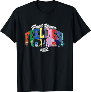 Disney Pixar Inside Out 2 Feel Your Feelings! Emotions Logo T-Shirt - T-Shirt | Black