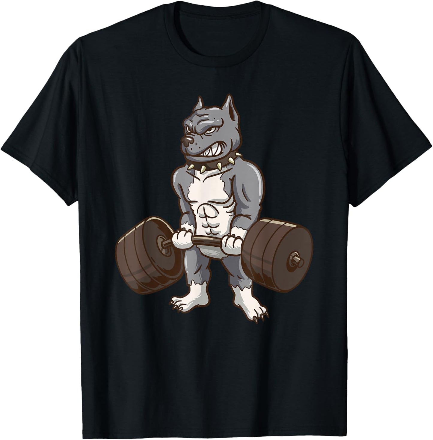 Pitbull Powerlifting Weight Lifting Dog Lovers Gift T-Shirt - T-Shirt | Black