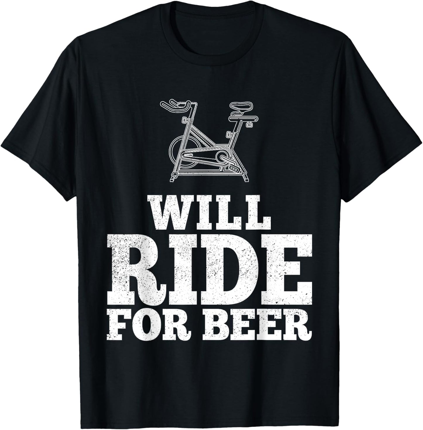 Will Ride For Beer Spin Class Funny Spinning Cycling Gym T-Shirt - T-Shirt | Black