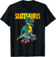 Skate Dinosaurs Roller Skating Skatesaurus Roller Dino T-Shirt - T-Shirt | Black