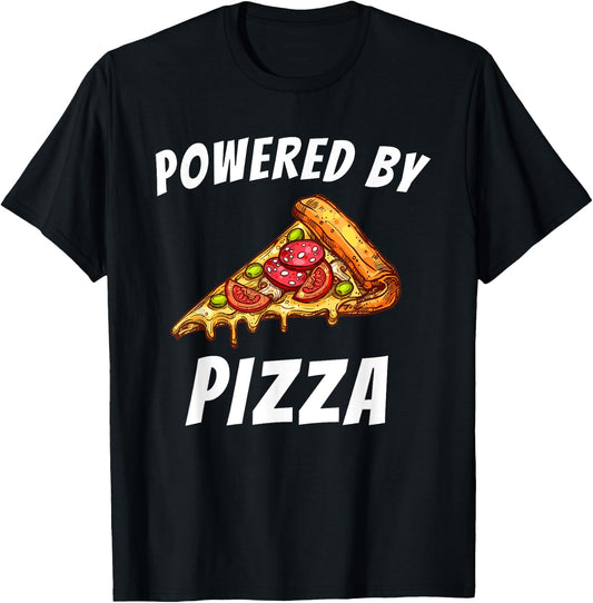 Powered by Pizza - Food Lover Foodie T-Shirt - T-Shirt | Black