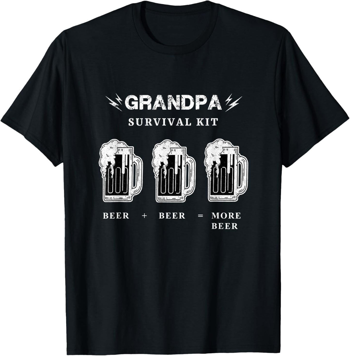 Funny Grandpa Beer Shirt, Fathers Day Survival Kit Beer T-Shirt - T-Shirt | Black