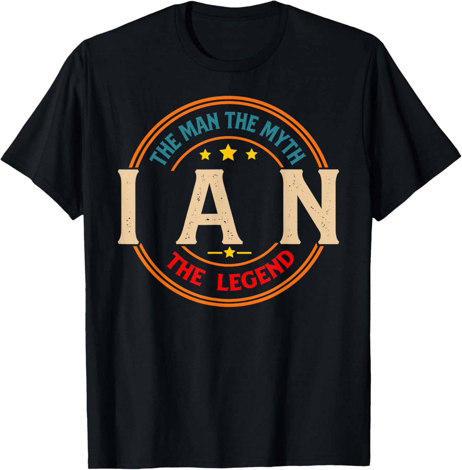 IAN The Man The Myth The Legend Vintage Personalized T-Shirt - T-Shirt | Black