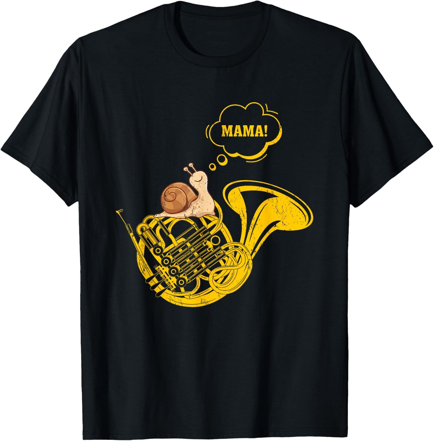 French Horn Snail Mama Funny French Horn Music Player T-Shirt - T-Shirt | Black