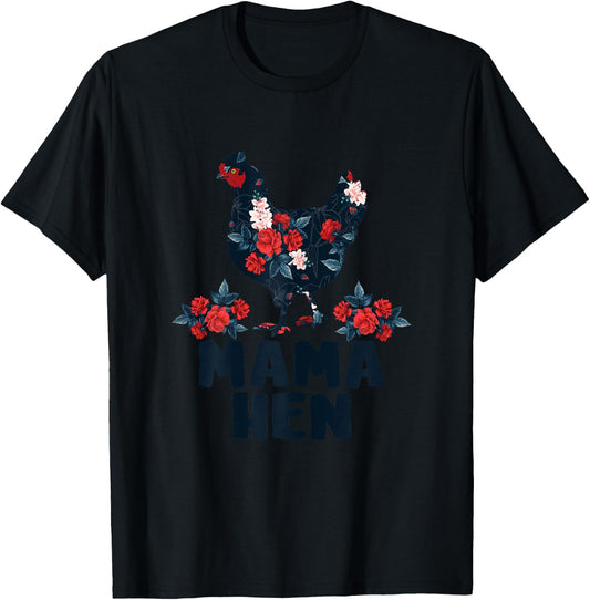 Mama Hen Funny Mother's Day Chicken Mom Farmer Farm T-Shirt - T-Shirt | Black
