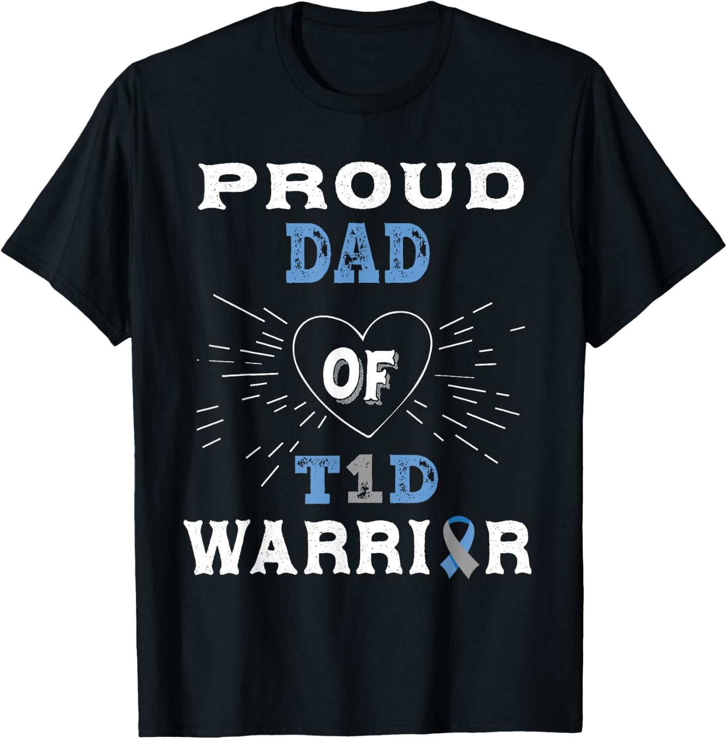 T1D Proud Dad Diabetes Awareness Type 1 Insulin Pancreas T-Shirt - T-Shirt | Black