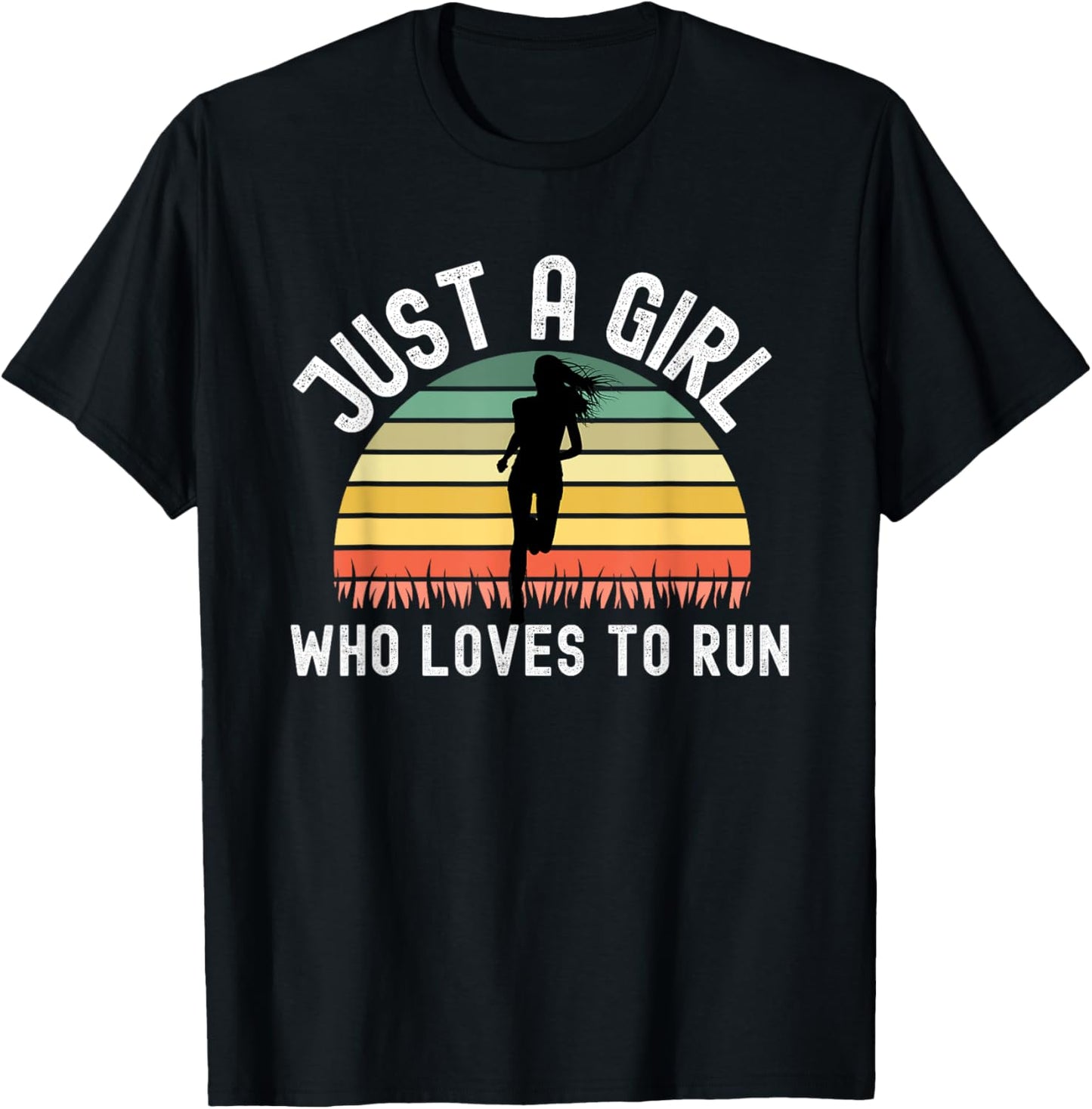 Retro Vintage Just A Girl Who Loves To Run, Female Runner T-Shirt - T-Shirt | Black