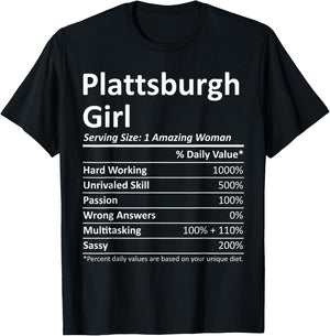 PLATTSBURGH GIRL NY NEW YORK Funny City Home Roots USA Gift T-Shirt - T-Shirt | Black