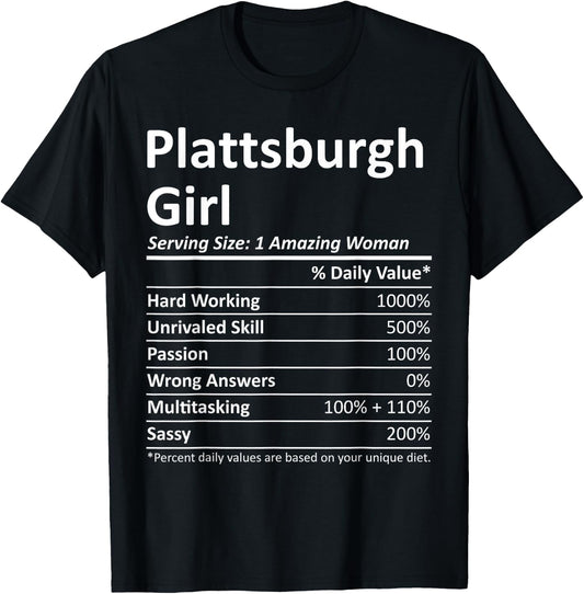 PLATTSBURGH GIRL NY NEW YORK Funny City Home Roots USA Gift T-Shirt - T-Shirt | Black