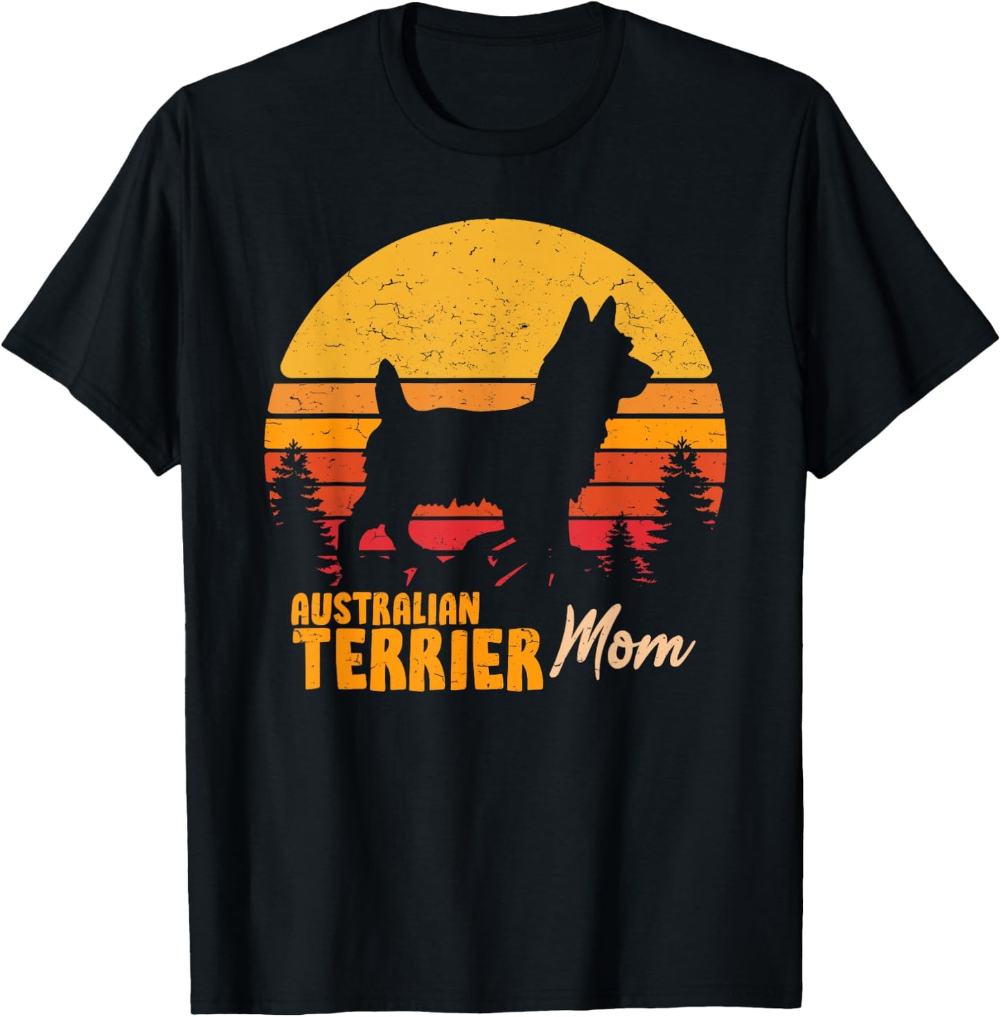 Australian Terrier Mom Mama Vintage Retro Dog Women Gift T-Shirt - T-Shirt | Black