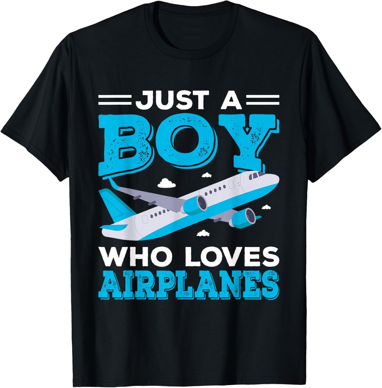 Just A Boy Who Loves Airplanes Funny Plane Lover Boys Gift T-Shirt - T-Shirt | Black