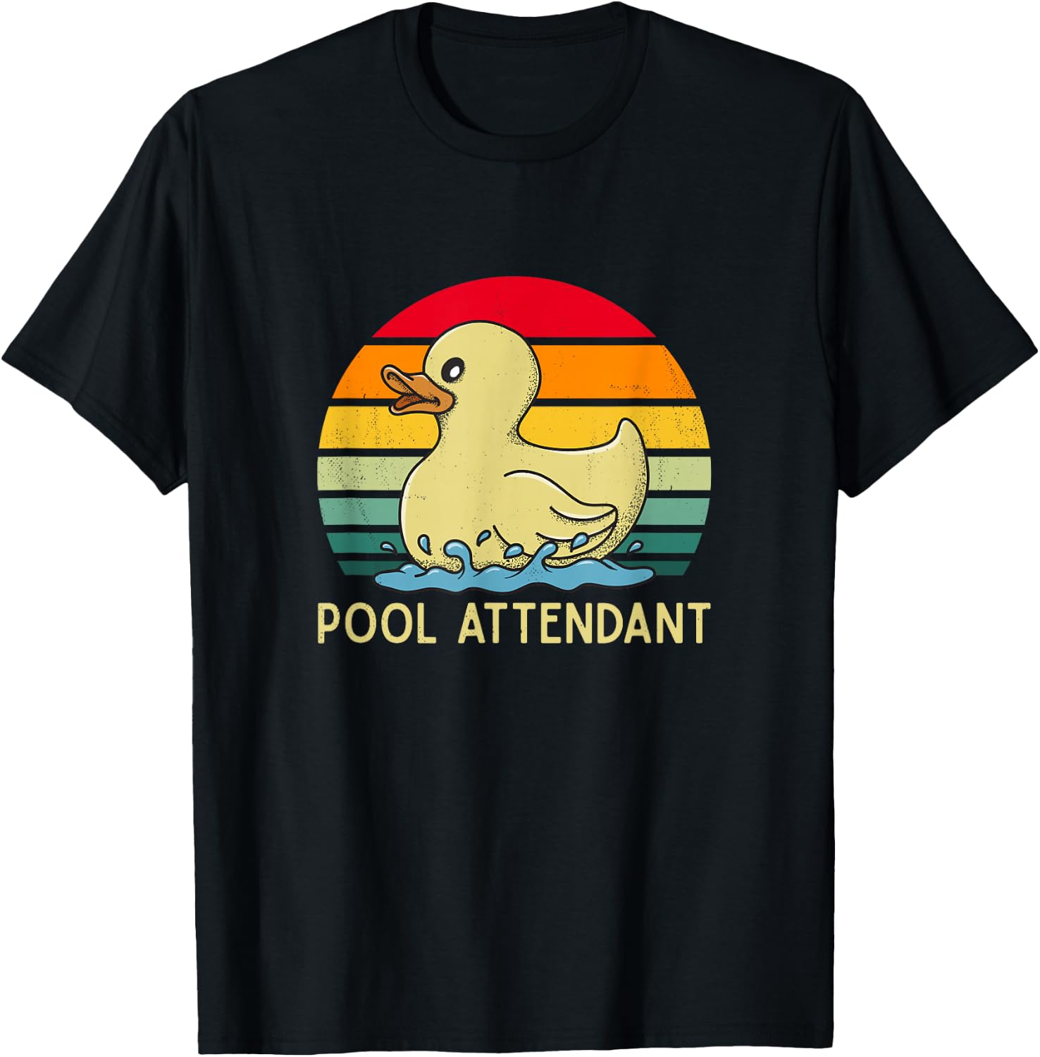 Pool Attendant - Retro Lifeguard swimming rubber duck cute T-Shirt - T-Shirt | Black