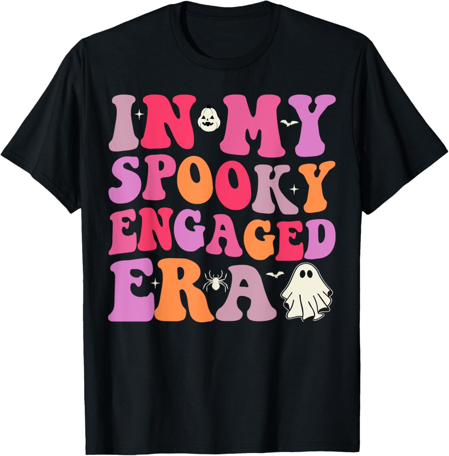 In My Spooky Engaged Era Halloween Bride Girl Bachelorette T-Shirt - T-Shirt | Black