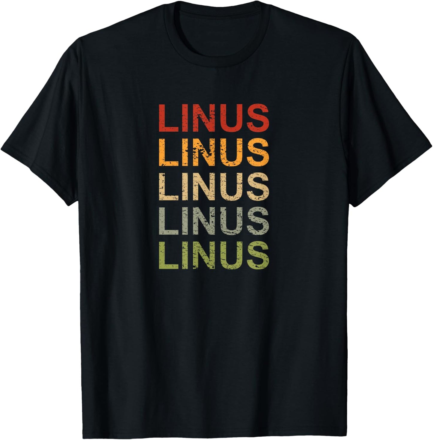 Retro Linus Personalised, Linus Name, Man Linus T-Shirt - T-Shirt | Black