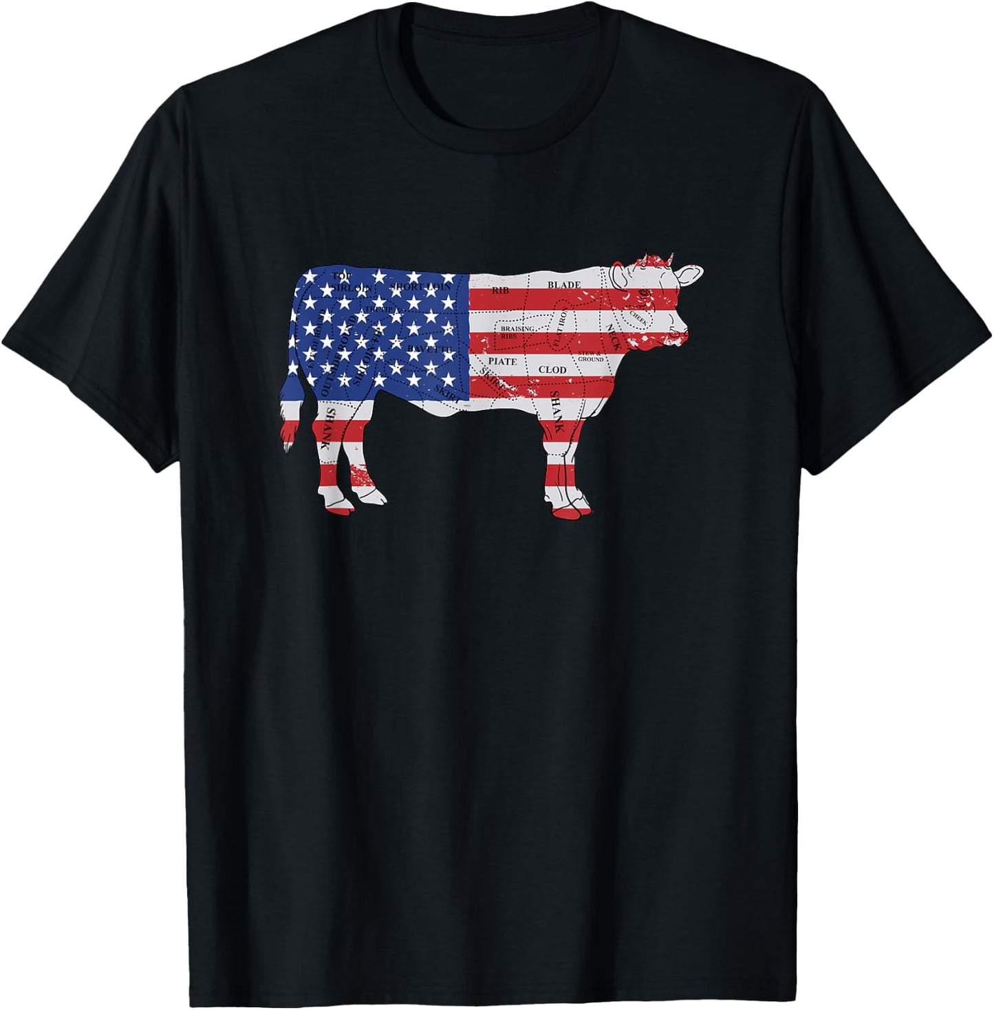 American USA Flag BBQ - American Butcher - American Beef T-Shirt - T-Shirt | Black