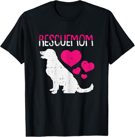 Rescue Mom Mothers-Day Labrador Doggie Adoption Dog Mama Women T-Shirt - T-Shirt | Black