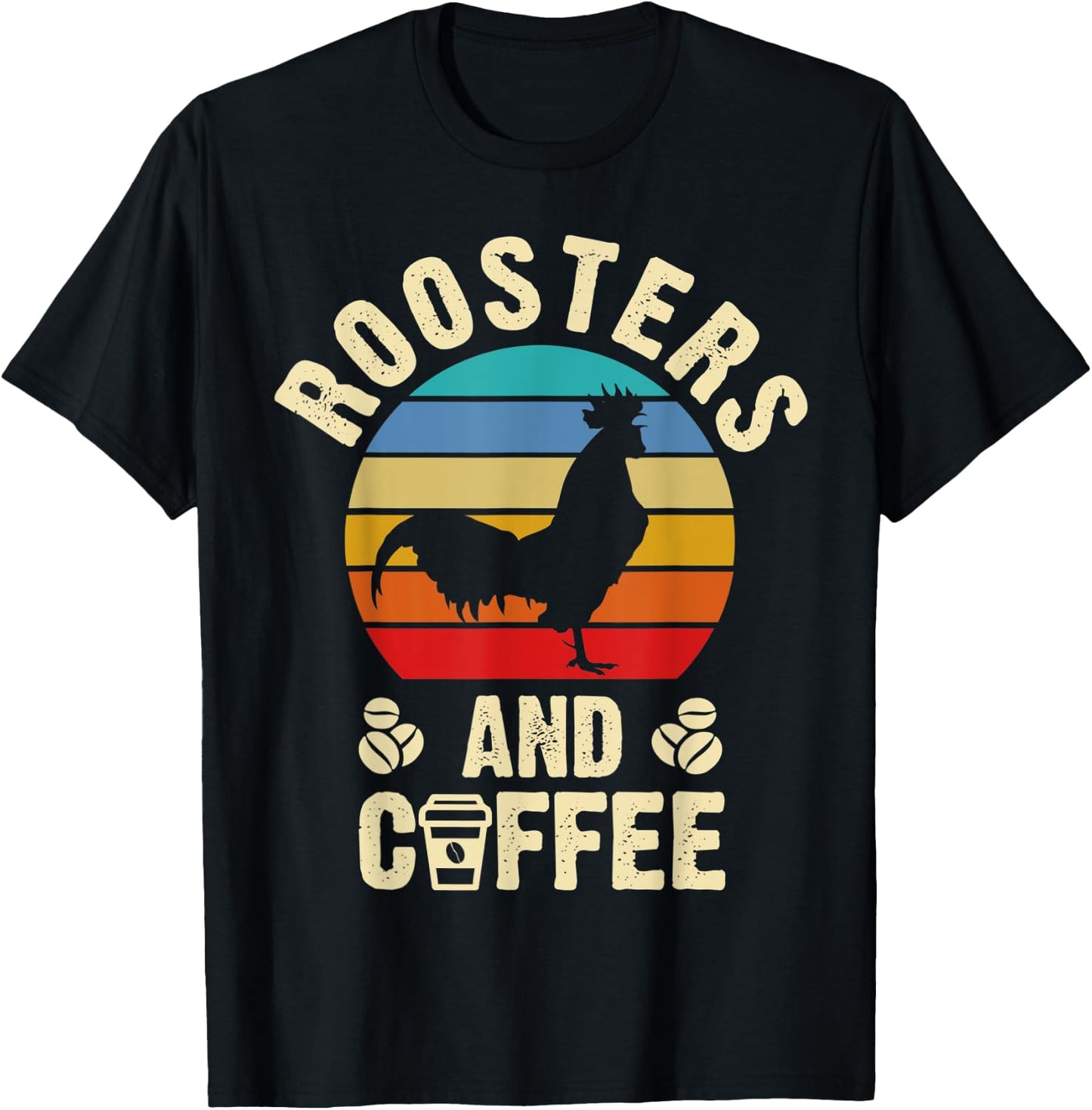 I like Roosters & Coffee Funny vintage Pet theme lover gift T-Shirt - T-Shirt | Black