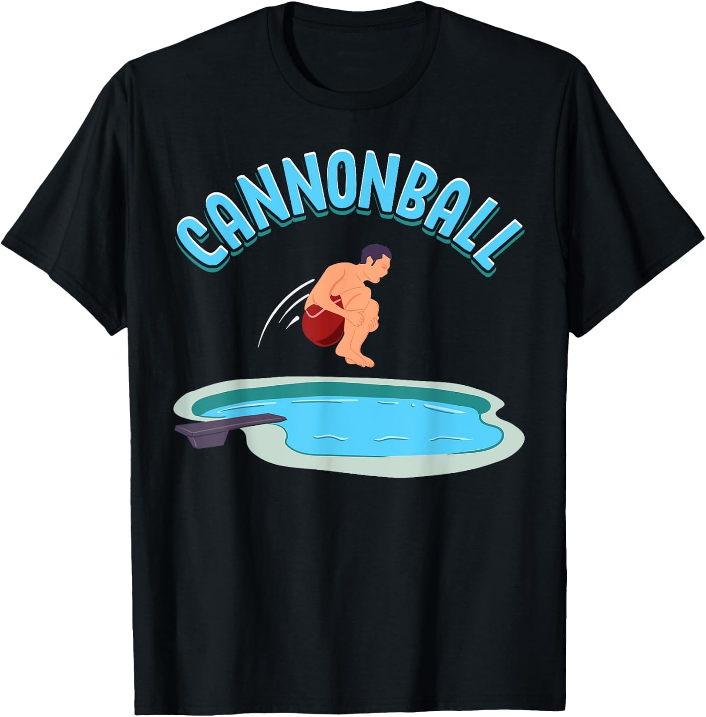 Cannonball Swimming Pool Fun Diving Funny Diver Swimmer Cool T-Shirt - T-Shirt | Black