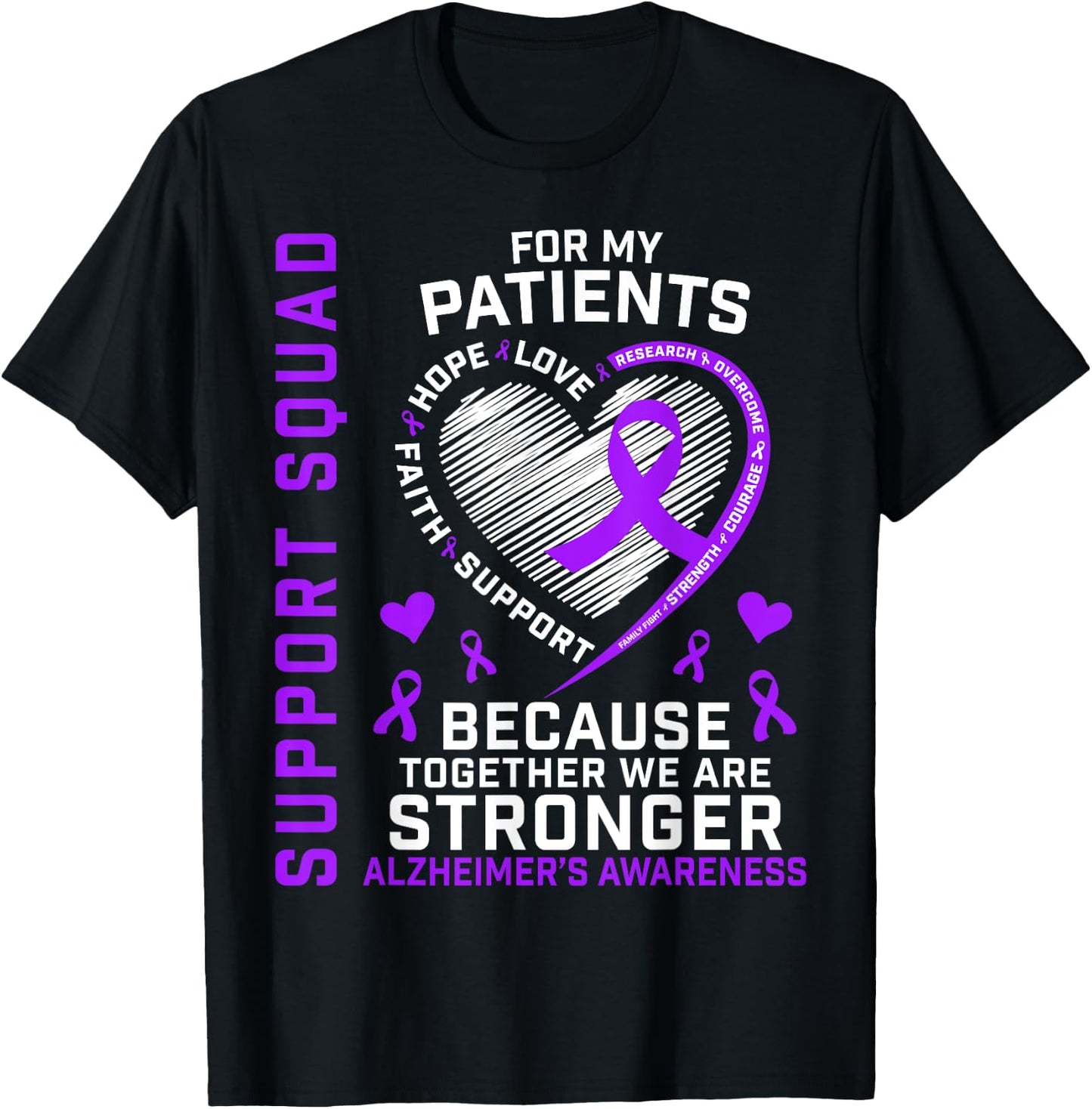 Support Crew RN Nurse Alzheimers Awareness Products Dementia T-Shirt - T-Shirt | Black